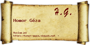 Homor Géza névjegykártya